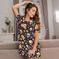 thumbnail image 3 of Fuzoiu Skull gold flower Print Women Nightgowns, Soft Comfy Lightweight Short Sleeves Sleepwear,Crew Neck Loungewear, 3 of 6