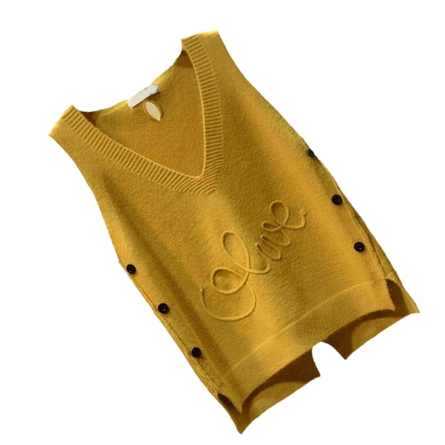 Minnieouse Chaleco de punto para mujer, suéter con cuello en V, moda para oficina, escuela, viaje, fiesta, suéter suelto, ropa para damas Prendas para la parte del cuerpo L Minnieouse AP016140-03