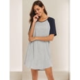 thumbnail image 3 of Ekouaer Womens, Nightgown Nightshirt, Short Sleeve, Raglan Sleepshirt, Boyfriend Style Sleepwear Light Gray L, 3 of 6