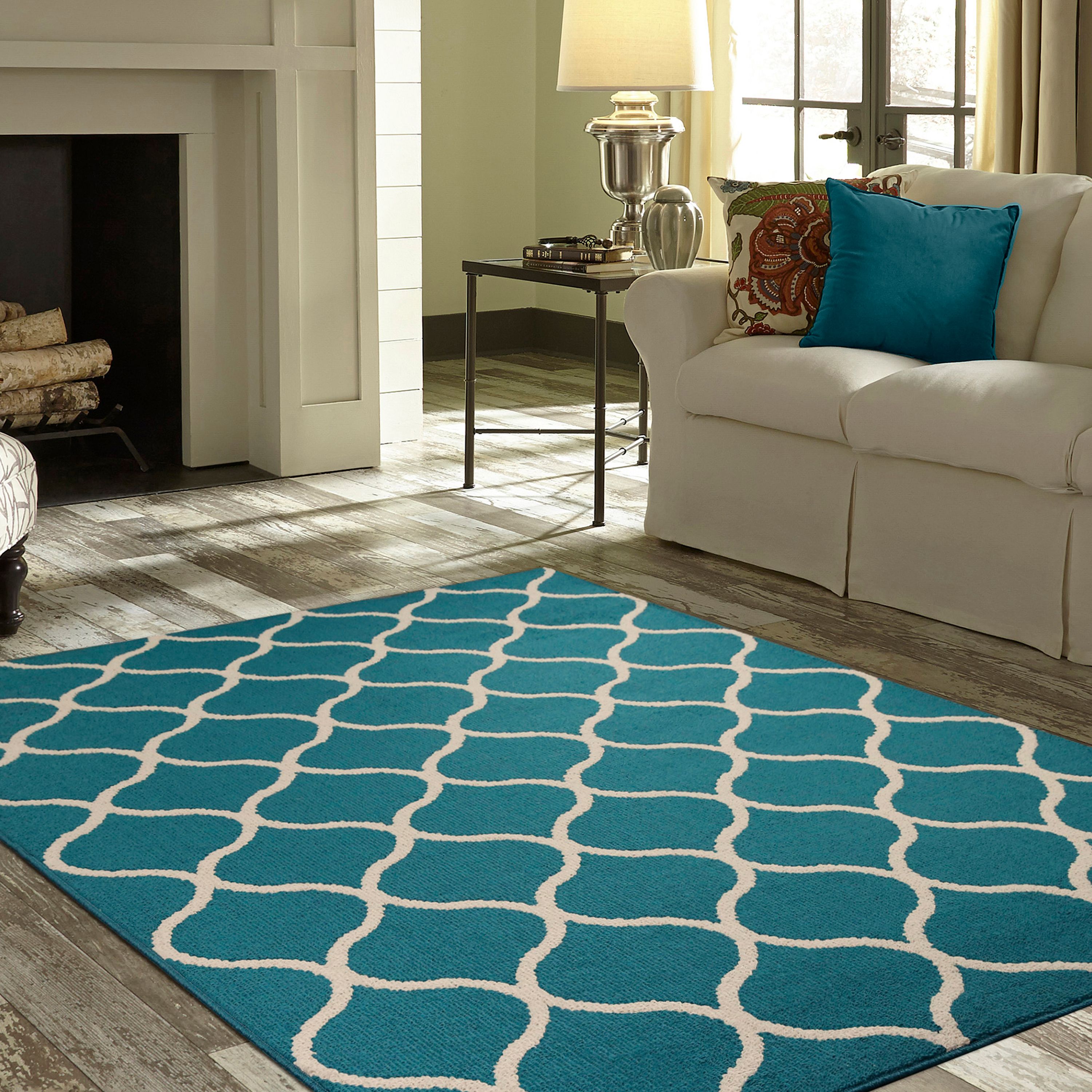 Maples Rugs Transitional Fretwork Teal Blue Living Room Indoor Area Rug, 5' x 7' - image 2 of 6
