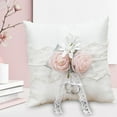 thumbnail image 6 of Wedding Pillow, Bearer Cushion, Vintage Holder, Bearer Pillow for Wedding , Proposal Ceremony Supplies Gift, Party , with 2pcs Flowers, 6 of 9