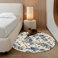 thumbnail image 3 of Blue Spring Floral Large Area Rugs for Bedroom Living Room, Soft Non Slip Carpet Bedside Rug, Vintage Botanical Farmhouse Round Floor Cover Kitchen Accent Rug 3.3' for Dining Room/Office, 3 of 9