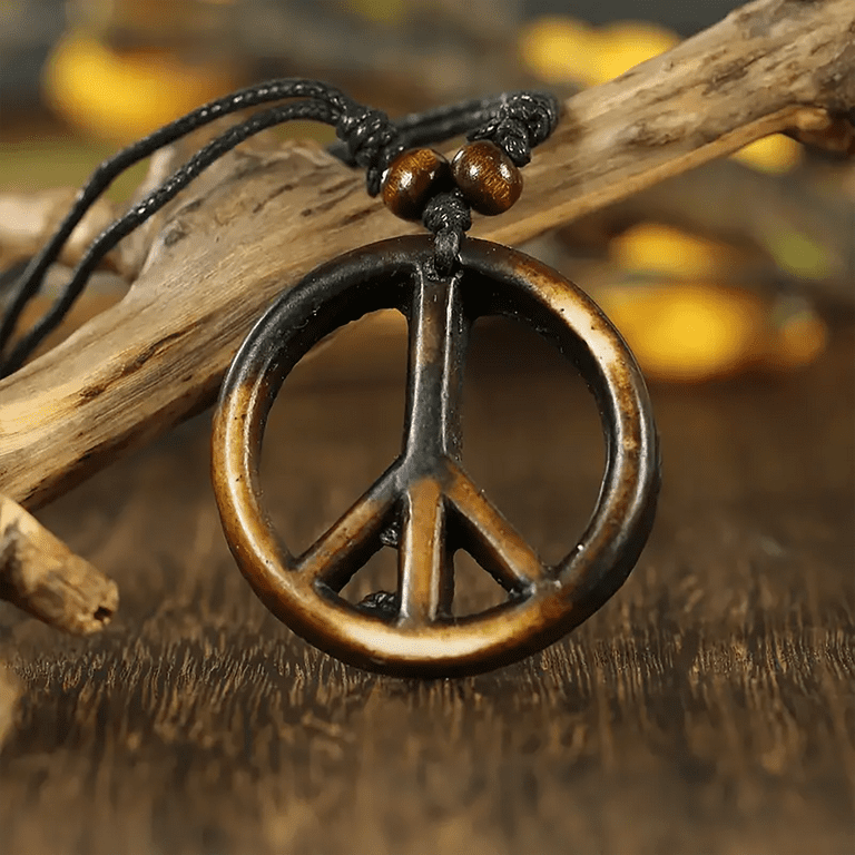 Peace Sign Necklace Wooden Costume Accessories Female Peace Sign Necklace Wooden Costume Accessories Female