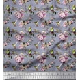 thumbnail image 1 of Soimoi Cotton Cambric Fabric Hummingbird,Leaves & Rose Floral Fabric Prints By Yard 42 Inch Wide, 1 of 1