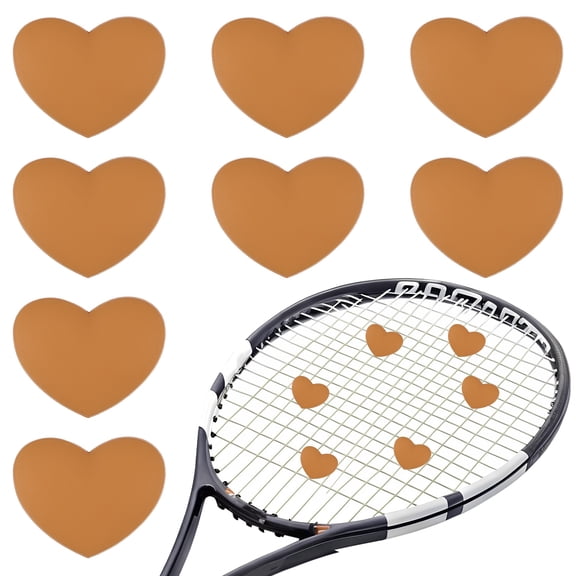 Uxcell Tennis Dampener, Heart Silicone Tennis Racket Dampeners Racket Shock Absorber to Reduce Vibration Soft Cute Fitting for (Players/Universal Fit for All Racquets) 8Pcs & Brown