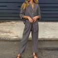 thumbnail image 2 of Chbgutlmr Plus Size Women 2 Piece Sets Long Sleeve Button Shirts Wide Leg Pants with Pockets Loungewear, 2 of 7