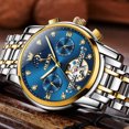 thumbnail image 4 of OLEVS Automatic Watches for Men Self Winding Mechanical Skeleton Flywheel Chronograph Luxury Dress Stainless Steel Diamond Moon Phase Waterproof Luminous Mens Wrist Watches Reloj Para Hombre, 4 of 14