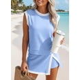 thumbnail image 2 of AURA Womens Two Piece Casual Set Color Block T Shirt and Cropped Pants Summer Comfortable Outfit, 2 of 6