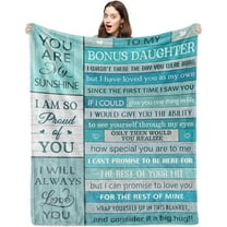 Bonus Daughter Gifts Blanket 50" X 60", Gift for Bonus Daughter, Bonus Daughter Gifts from Stepmom/Stepdad, Stepdaughter Gifts from Stepmom, Best Bonus Daughter Gift for Birthday