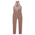 thumbnail image 5 of iiniim Girls Rhinestone Mesh Splice Tank Unitard Full Body One Piece Sleeveless Bodysuit Figure Ice Skating Jumpsuit Brown 12, 5 of 7