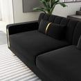 thumbnail image 6 of Modern Velvet Sofa Couch, 86" Large Loveseat Sectional Sofa Couch with Gold Legs for 3-4 Persons, Upholstered Deep Seat Love Seat Sofa Chaise for Living Room Office Apartment Black, 6 of 7