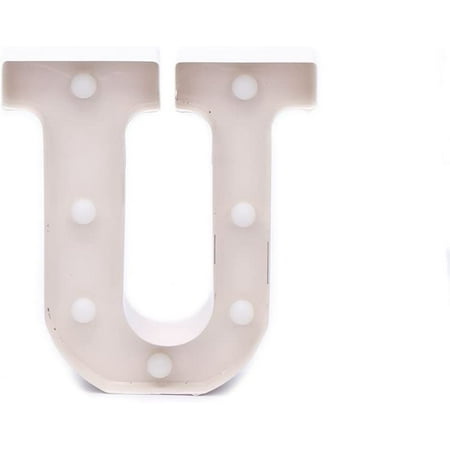 

Home by Jackie Inc Decorative White Vintage Rustic Metal Hanging Light up LED Letter “U”
