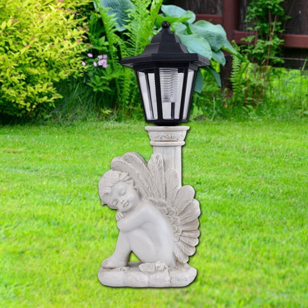 Figura de ángel en reposo con luz solar, 13,5 x 13,9 x 36,5 cm, multifuncional. Izquierda