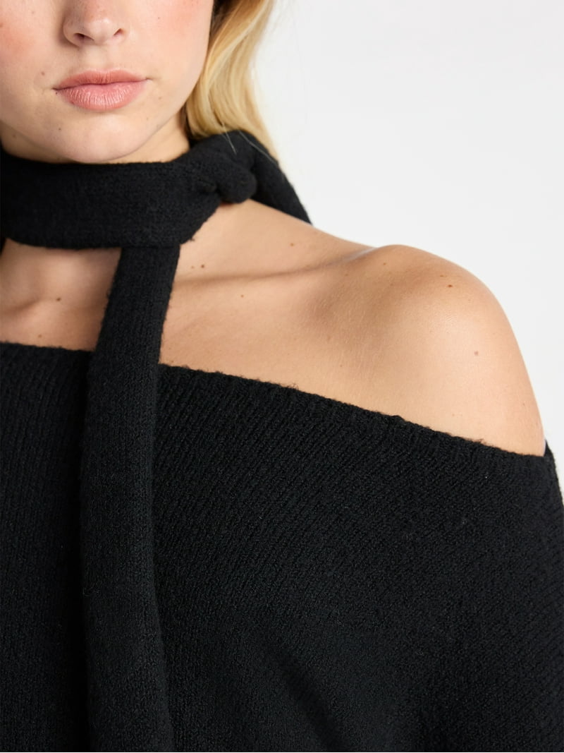 No Boundaries Scarf Sweater, Midweight, 2-Piece, Women's - Walmart.com