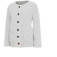 thumbnail image 3 of Solid Color Plush Sweater for Womens Plus Size Coat Pockets Outerwear Buttons Cardigan, 3 of 6
