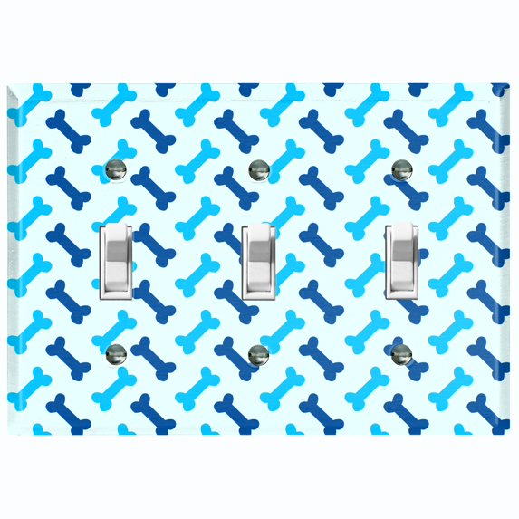 Metal Light Switch Plate Cover Dog Bone Treats Sky Blue DOG027