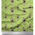 thumbnail image 1 of Soimoi Green Poly Georgette Fabric Leaves,Women & Lipstick Fashion Print Fabric by the Yard 52 Inch Wide, 1 of 3