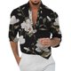 thumbnail image 1 of Camisas Y Playeras Camisas florales hawaianas para hombre, con botones, para vacaciones tropicales, playa, trajes de verano (Black, L), 1 of 4