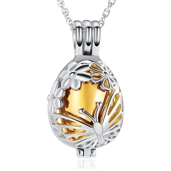 Teardrop Butterfly Urn Necklace for Ashes for Women Men Cremation Jewelry Flower Jar Urn Memorial Human Pet Ashes Hollow Pendant Ashes Holder