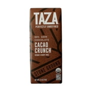 Taza Chocolate Organic Dark Chocolate Bar Stone Ground Cacao Crunch 2.5 oz Pack of 2