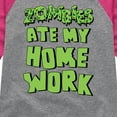 thumbnail image 3 of Instant Message - Zombies Ate My Homework  - Toddler & Youth Girls Raglan Graphic T-Shirt, 3 of 5