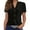 Black, variant on Womens T Shirts Tops Solid Color V-Neck Button Print Short Sleeve Womens Tee,Black,L