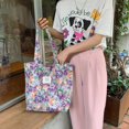 thumbnail image 1 of Bolsa de mano de gran capacidad con diseño de flores rotas, bolsa de lona para el hombro, bolsa de compras portátil para estudiantes femeninas, 1 of 1
