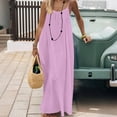 thumbnail image 6 of Lovzfmll Women's Loungewear Spaghetti Strap Low Back Crew Neck Sleeveless Solid Maxi Sundress, Loose Casual Vacation Dress Pink, M, 6 of 9