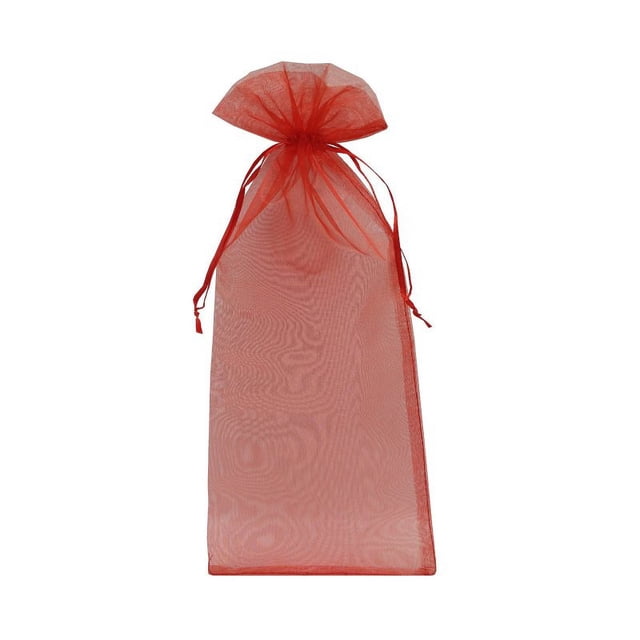 10 Uds. Bolsas transparentes para vino de 5,5x14,5 pulgadas, bolsas con cordón para recuerdos de boda y Baby Shower (rojo intenso), también ideales como bolsa de dulces