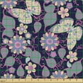 thumbnail image 2 of Ambesonne Purple Butterfly Fabric by the Yard Upholstery, Flora Animals Art, 5 Yards, Blue and Pale Fuchsia, 2 of 5