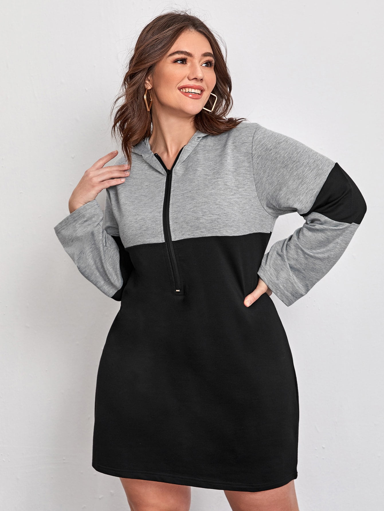 Women's Pluss Size Colorblock Half Zip 
