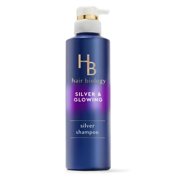 Shampooing violet argenté Hair Biology pour cheveux gris ou blonds colorés avec tons cuivrés, combat les tons cuivrés et ravive 380 ml