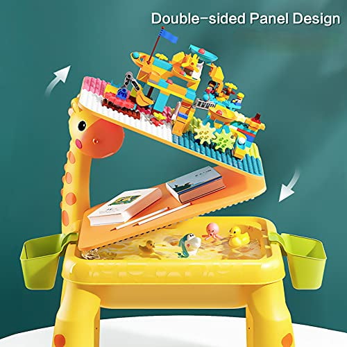 GobiDex Multi Kids Activity Table Set with Light 7 in 1 Toddler Table and Chair Set Compatible with Building Block Table Play Table Sand Table and Water Table for Boys Girls 