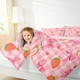 thumbnail image 5 of Feelyou Cute Princess Bowknot Bedding Comforter Set, Girly Pink Buffalo Plaid Twin Comforter Sets, Strawberry Love Heart Reversible Bedding Set, Ultra Soft Bedroom Decor, 2 Pieces, 5 of 9