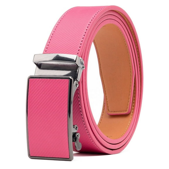 Mens Leather Belt No Holes Ratchet Belt Automatic Buckle Adjustable