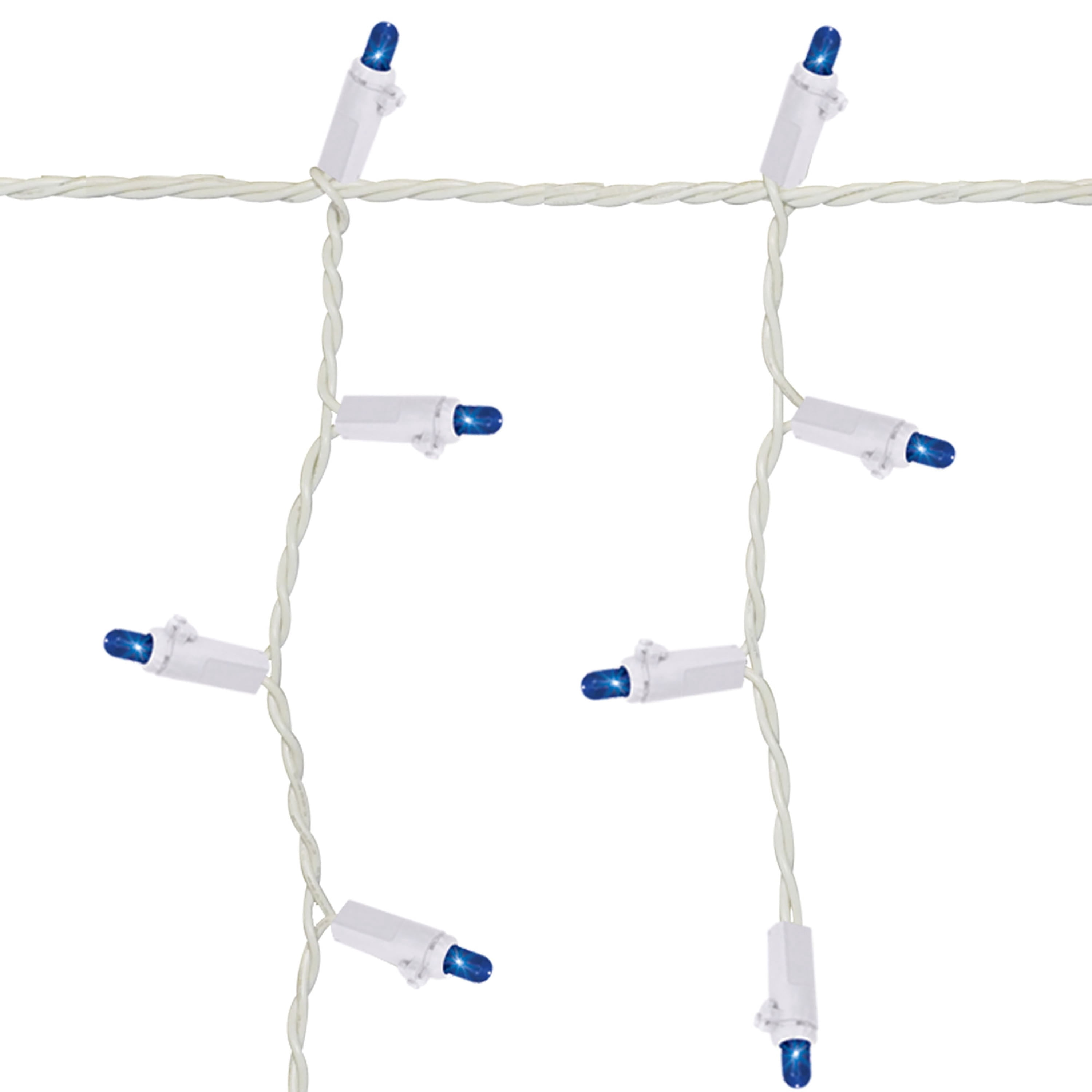Indoor/Outdoor 200-Count LED High Density Christmas Icicle Lights, Blue, White Wire, 15', by Holiday Time