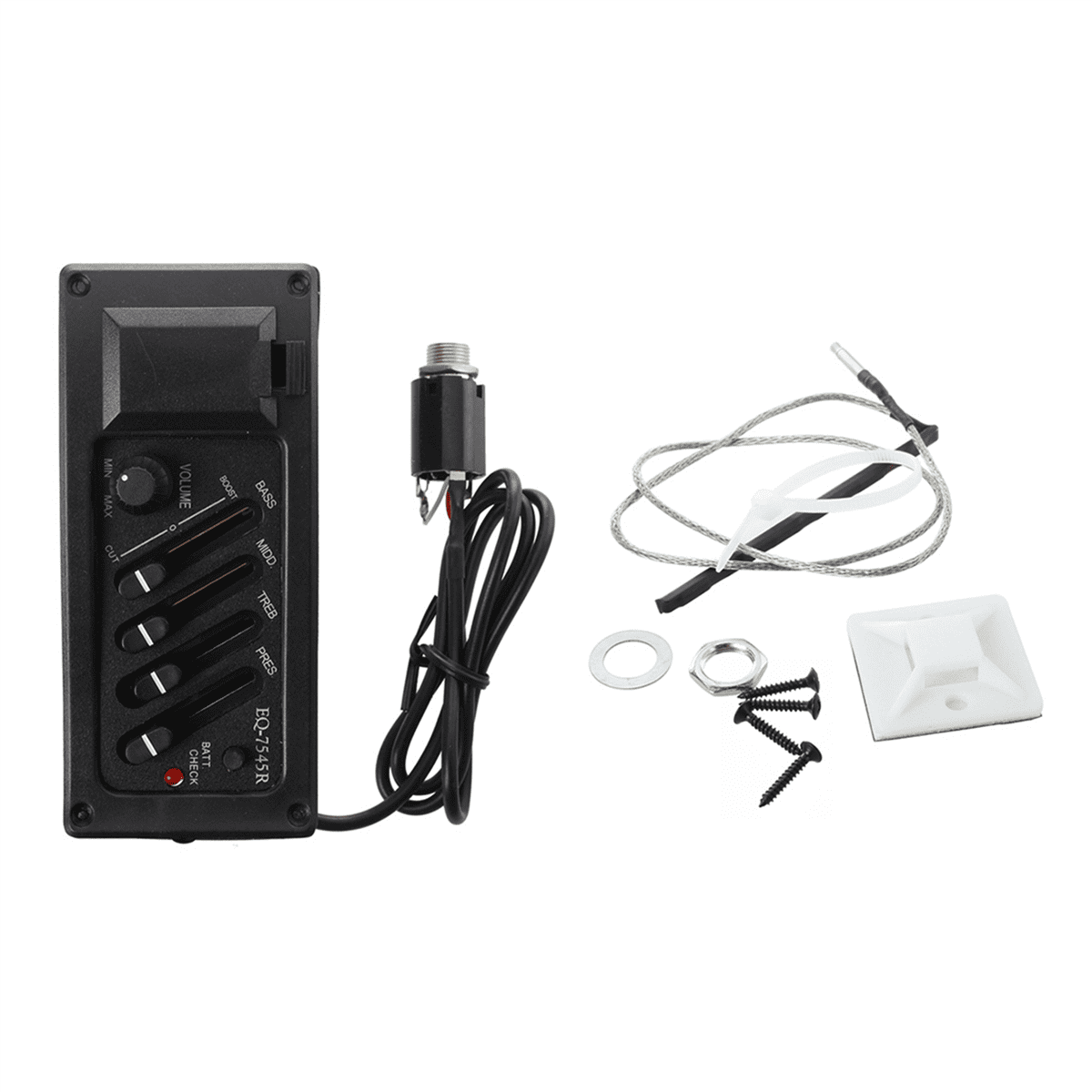5X Complete Kit EQ Pre-Amp Plus Pickup for Acoustic Guitar 7545R-4 Bands Plus Volume Control,Supplied with A Battery Box