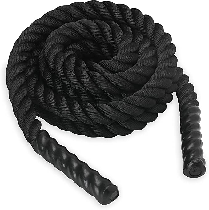 Corde de Combat SPRI - Corde Pondérée pour Entraînement de Force, Corde de Conditionnement Durable - 18 pieds de Long avec 3,8 cm d’Épaisseur, Noire
