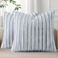 thumbnail image 1 of Chenchen Faux Fur Plush Throw Pillow Covers 20x20 Set of 2, Luxury Soft Fluffy Striped Decorative Pillow Covers for Sofa, Couch, Living Room, Ombre Grey, 1 of 1