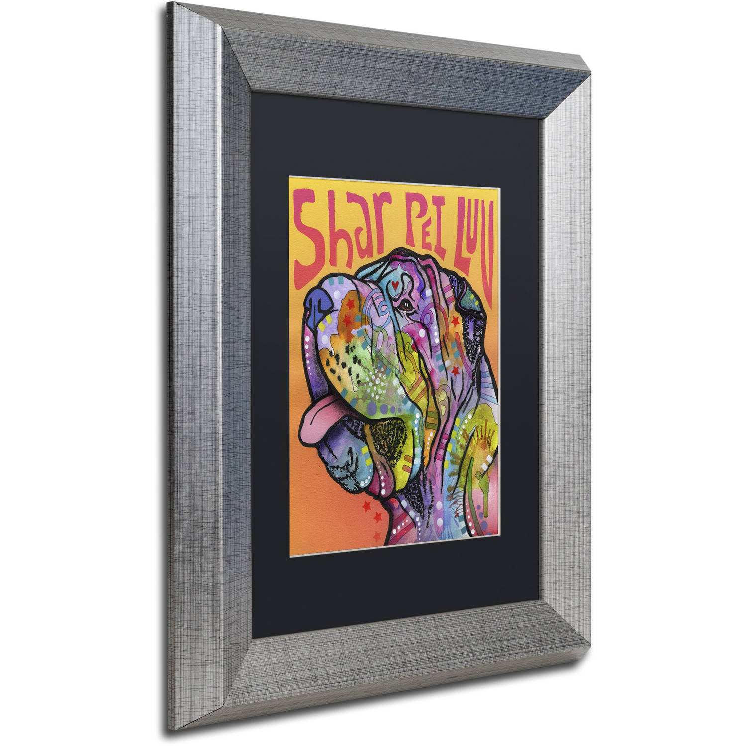 Trademark Fine Art 'Shar Pei Love' Canvas Art by Dean Russo, Black Matte, Silver Frame