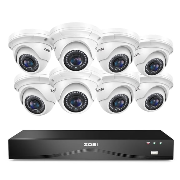 ZOSI 5MP PoE Security Camera System, 4K 16 Channel NVR for 24/7 Recording, 8pcs Outdoor IP Cameras with Night Vision, Motion Detection, No HDD