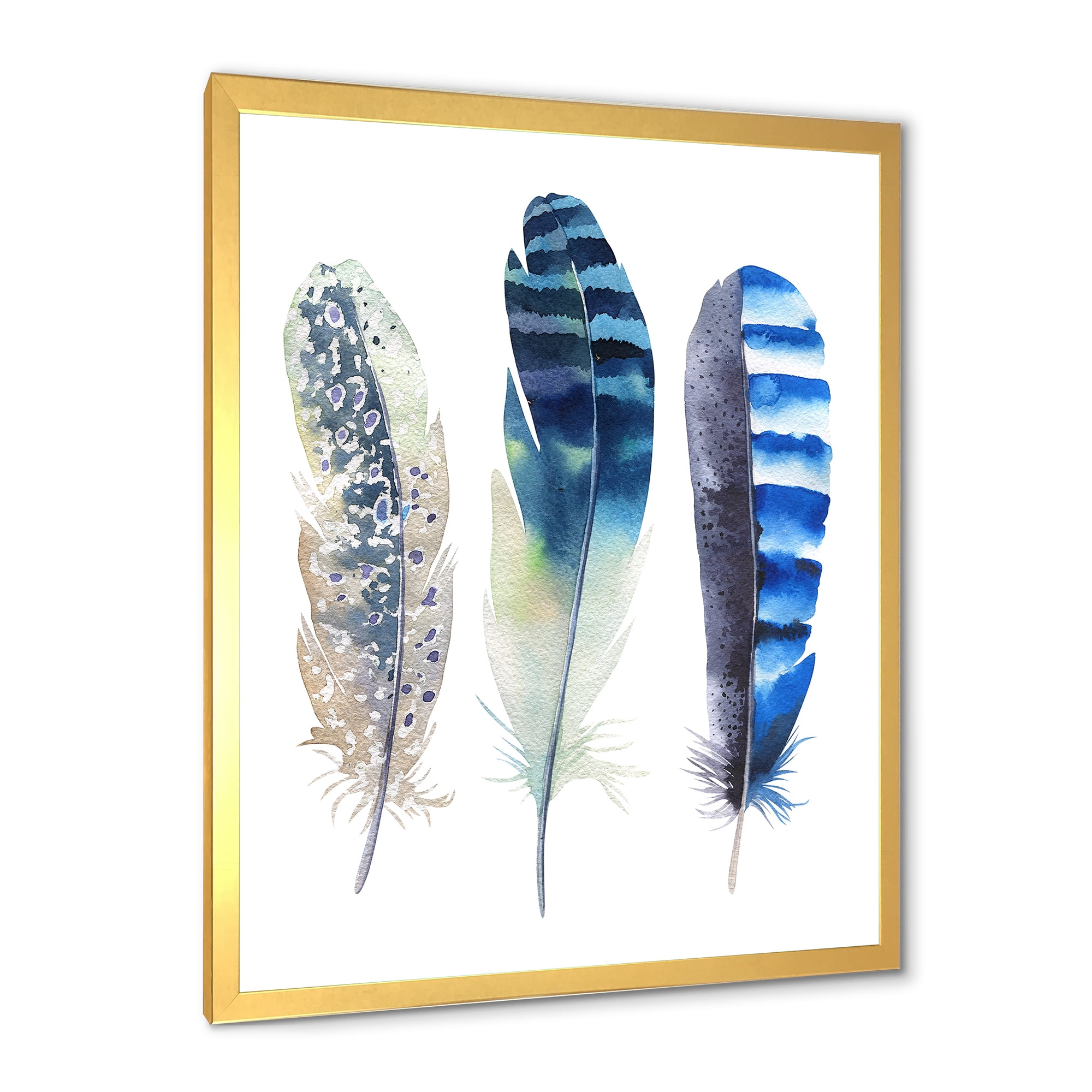 Designart 'Colourful Boho Art Feathers I' Bohemian & Eclectic Framed Art Print