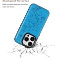 thumbnail image 6 of Compatible with iPhone 15 Pro Case Wallet with Card Holder,Embossed Butterfly Pattern PU Leather Double Buttons Flip Protective Shockproof Cover for Magnetic Car Mount 6.1 Inch (Blue), 6 of 7