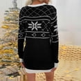 thumbnail image 4 of Vestido de suéter suelto con estampado de copos de nieve de manga larga clásico con cuello en O informal a la moda para mujer Pompotops hdfakjf504, 4 of 7