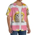 thumbnail image 2 of Uemuo A Funny Cat Pattern Cotton Linen Short Sleeve Shirts,Casual Lightweight Button Down Shirts,Vacation Beach Summer Tops-Medium, 2 of 7