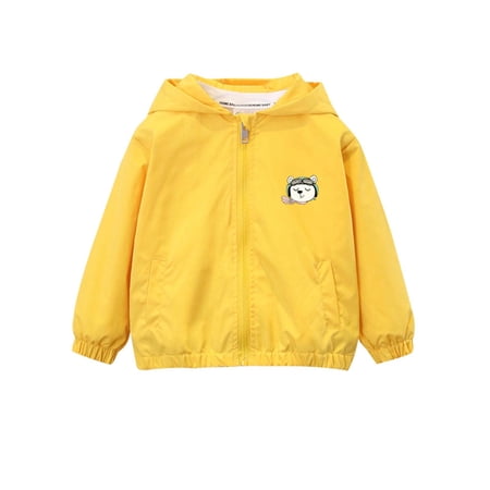 CYRBOKO Toddler Boys Rain Jeckets Lightweight Long Sleeve Zip up Loose Fall Windbreakers Yellow Size 3-4 T