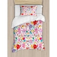 thumbnail image 3 of Birthday Duvet Cover Set, Party Theme with Animals Elephants with Hearts and Balloons Colorful, Decorative 3 Piece Bedding Set with 2 Pillow Shams, King Size, Multicolor, by Ambesonne, 3 of 3