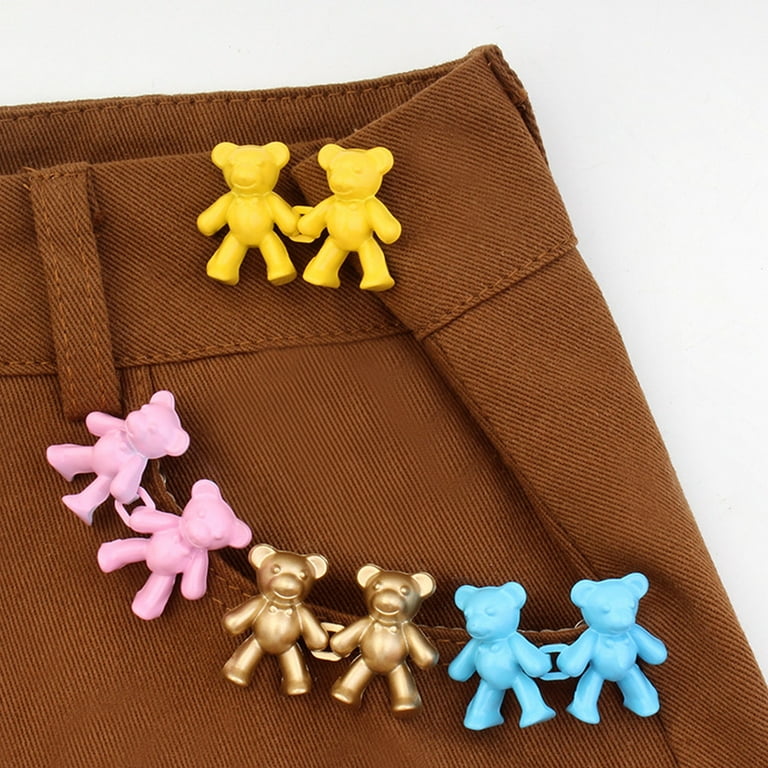 6 Pairs Bear Buttons for Jean Clips to Tighten Waist Pant Size Adjuster  Buttons for Jeans to Make Smaller Cute Bear Waist Pant Adjustable Button  Fit