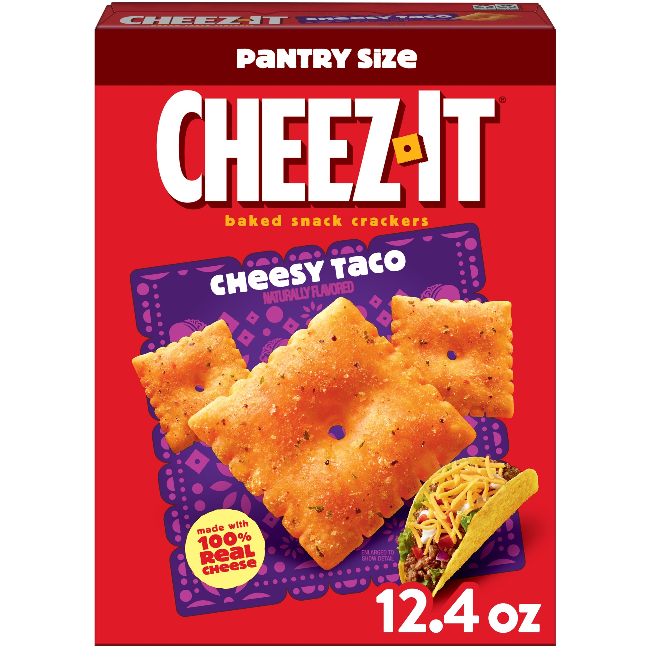 Cheez-It Cheesy Taco Baked Snack Crackers, Lunch Snacks, 12.4 oz