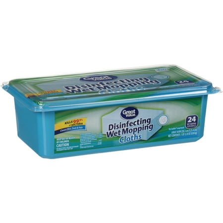 Great Value Disinfecting Wet Mopping Cloths, 24